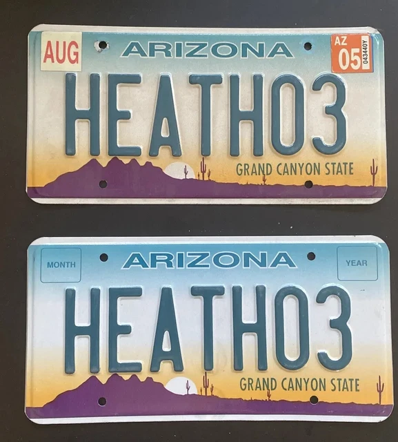 2005 VINTAGE ARIZONA Vanity Pair License Plate Personal HEAT HO3 Old