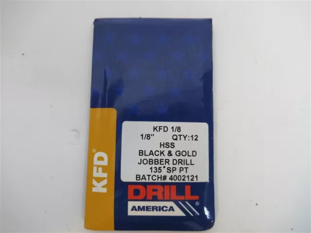 Drill America KFD1/8 , 1/8" HSS Jobber Length Drill Bit (PK 12)