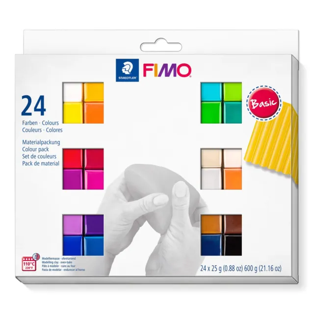 STAEDTLER 8023 C24-1 FIMO Soft Oven Hardening Polymer Modelling Clay - Basic Ass