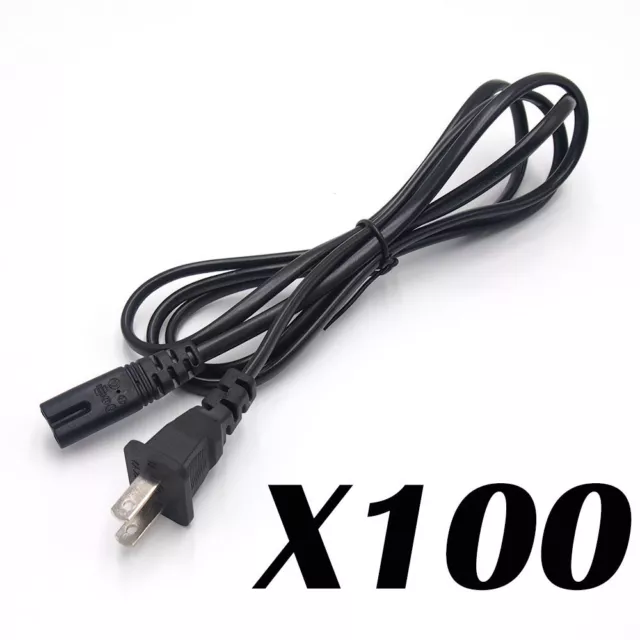 Lot 1-100 US 2 Prong 2Pin AC Power Cord Cable Charge Adapter for PC Laptop PS3