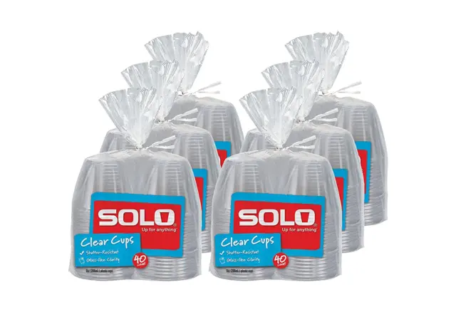 SOLO AC940-20001 Cup Company 9Oz Clear Wine and Punch Plastic Cups, 6-Packs of 4