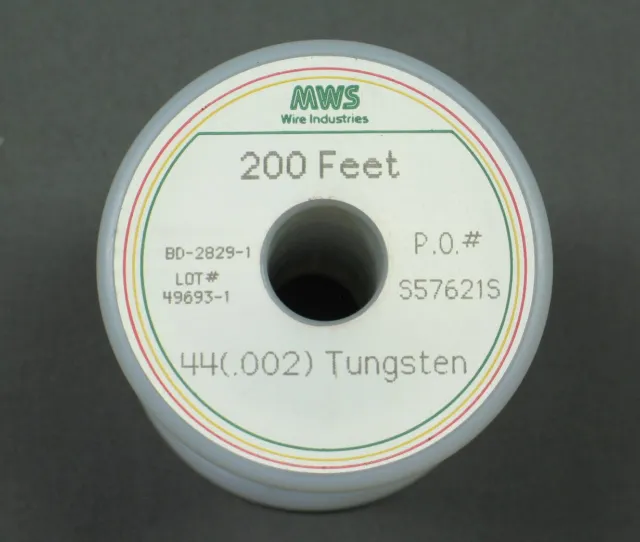 Tungsten Wire 200 Ft x .002" #44 ga .05mm MWS Industries NEW