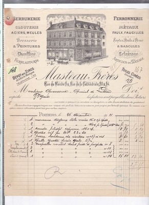 facture  Ets Lehembre Frères tissus  Tourcoing  année 1937 
