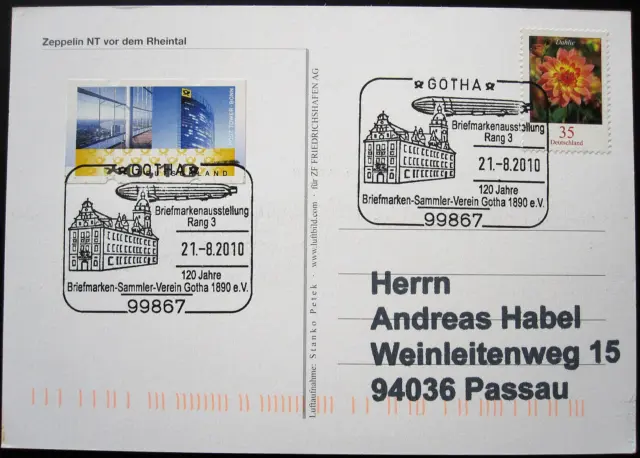 Bund BRD AK Zeppelin NT SST Gotha Briefmarkenausstellung 2010