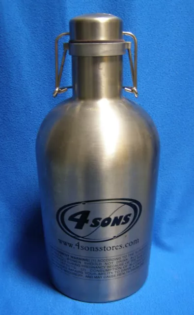 4 Sons Stainless Steel Beer Growler 64oz Flip-Top 2