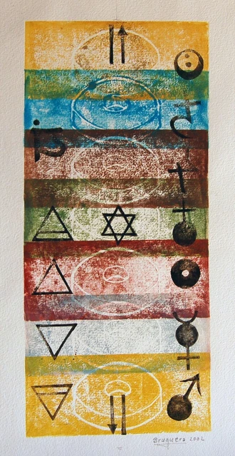 Nº 255 - Ruedas, Elementos y Planetas,Técnica mixta, s/marco,39x17 cm.