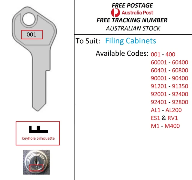 thumbnail image 2 of Stilford Replacement Keys Cut To Code - For Officeworks Filing & Storage Cabinets 2 of 6