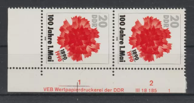 Deutschland DDR Mi. Nr  3323 ** Ecke postfrisch Druckvermerk DV . Formnummer 1