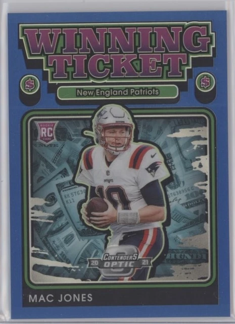 MAC JONES 2021 Contenders Optic WINNING TICKET BLUE PRIZM RC 35/99 Panini WT12