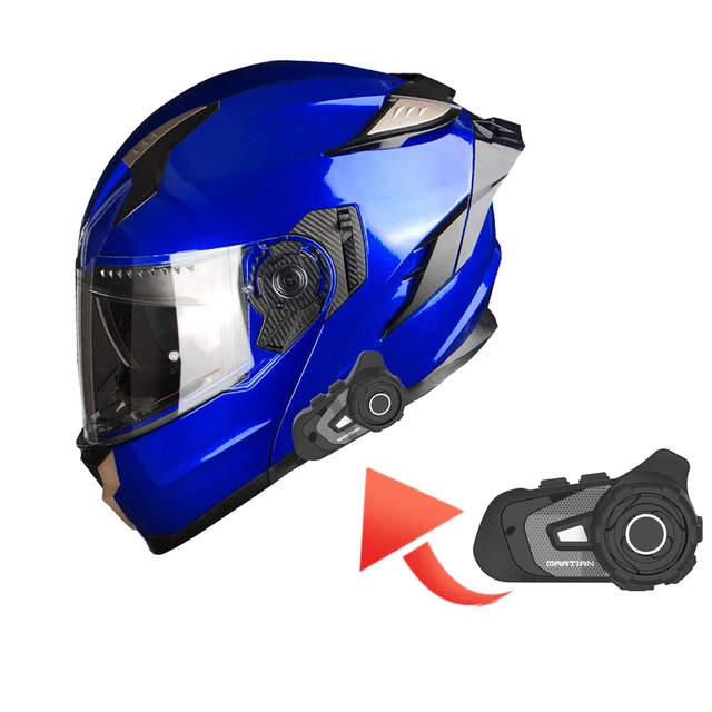 1Storm Motorcycle Modular Helmet Anti Fog Pinlock Shield + Bluetooth Headset