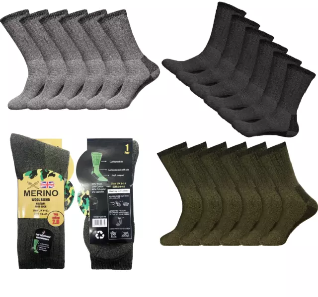 3 Pairs Mens Merino Wool Heavy Duty Thermal Outdoor Winter Work Hiking Boot Sock