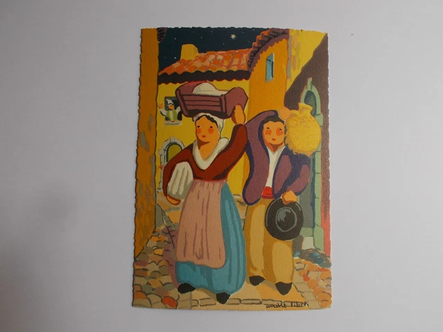 Cartolina Presepe Da Provenza - il Contadino À La Signora Jeanne -andré Filippi