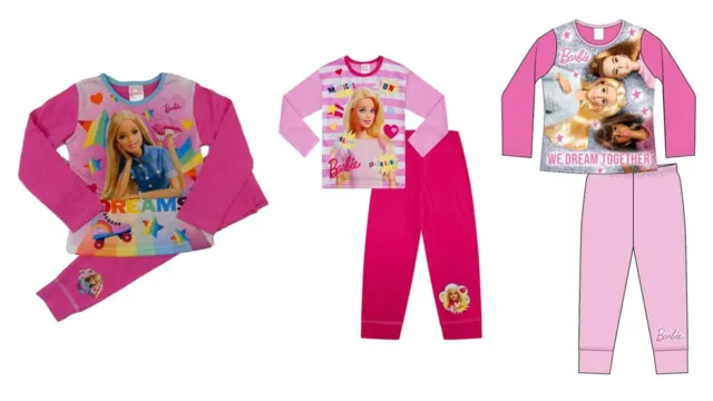 Pigiama Barbie Ragazze Bambini Costume da notte da 3 a 8 anni Manica Lunga Pigiama Bambola Rosa