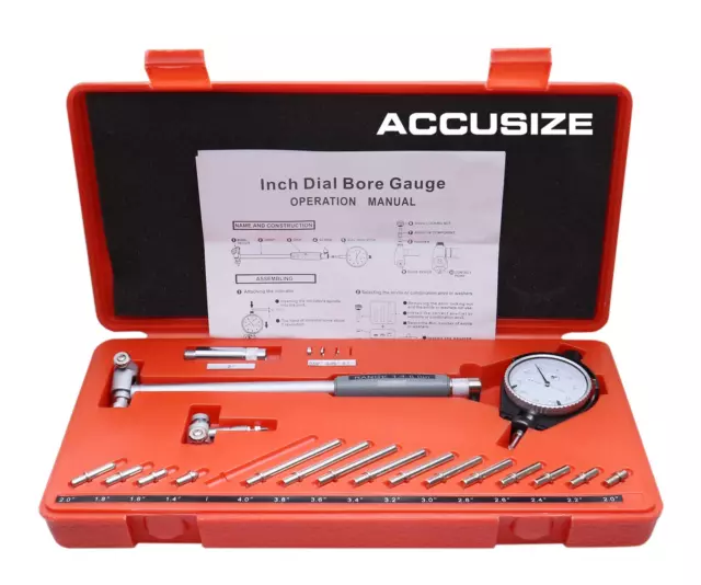 Accusize Industrial Tools Dial Bore Gauge Set, 1.4-6 Inch Measuring Range, 0.000 2