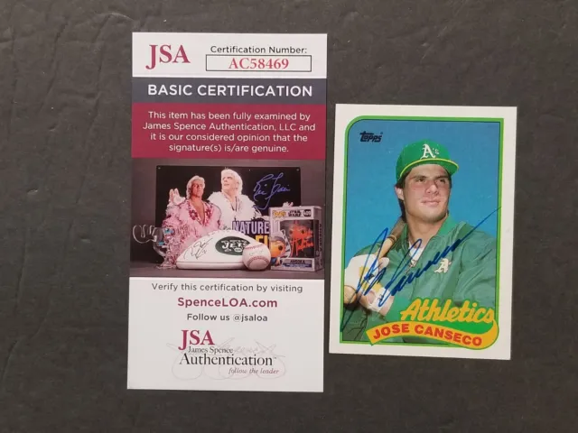 1989 Topps Hand Signed Auto Baseball Card Jose Canseco #500 W/Jsa/Coa 9622A