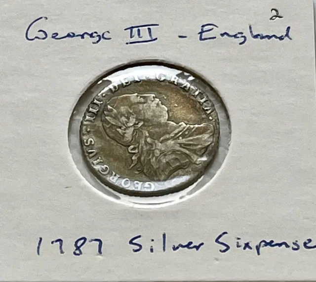1787 Silver Sixpense King George III English coin (e2)