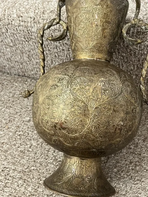 Antique? Indo Persian? Two handled urn/vase Cobra handle design