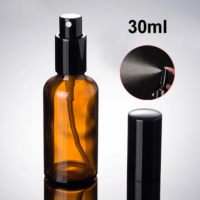 30ml Amber Glass Essential Oil Spray Roller Bottles Mist Sprayer Container Black