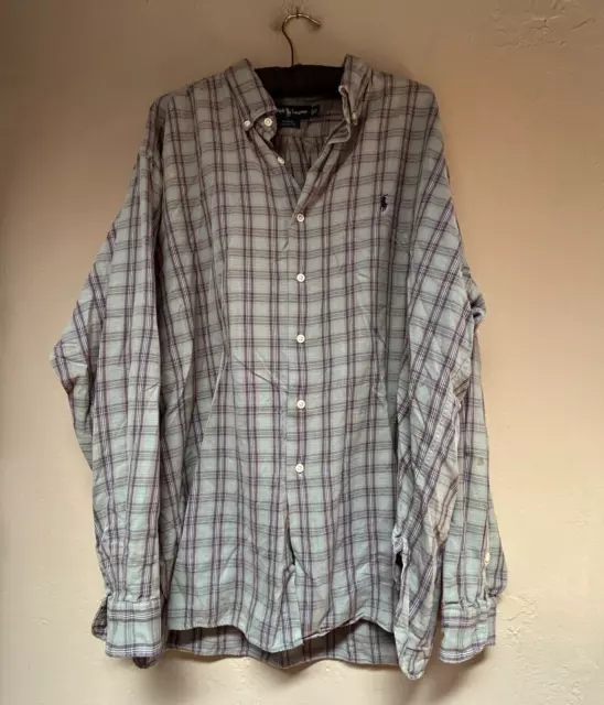 Ralph Lauren Men's Button Down Plaid Shirt Long Sleeves Size XXL Cotton Multi