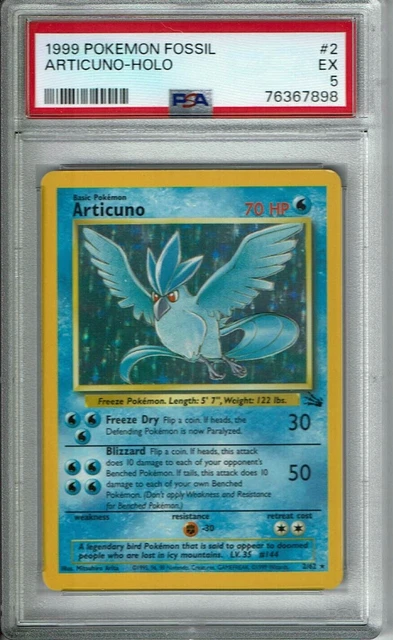 Pokemon Card Fossil Articuno 2/62 Holo Foil Rare psa 5