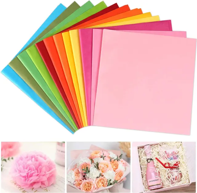 Seidenpapier, 60 Blatt Bunt Transparentpapier Verpackungsmaterial, 12 Farben Bas
