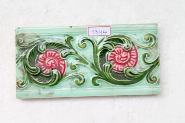Japan antique art nouveau vintage majolica border tile c1900 NH4344