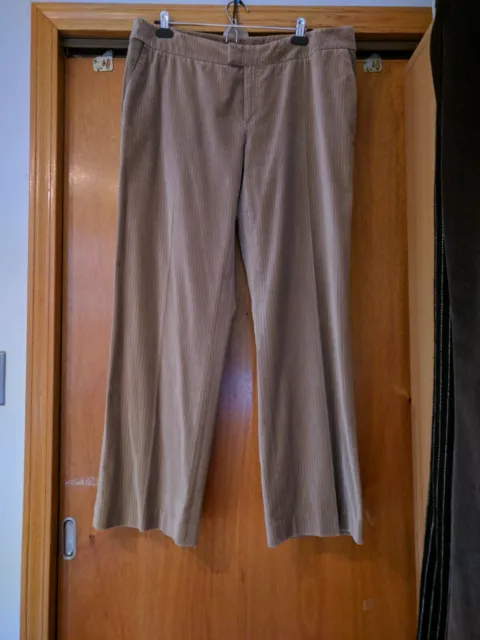 DANA BUCHMAN wide leg velour beige white pinstripe pants size 16