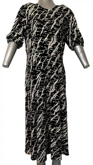 Finery Black And White Dress, Mid Calf, Short Sleeve- Beautiful Dress Size 16