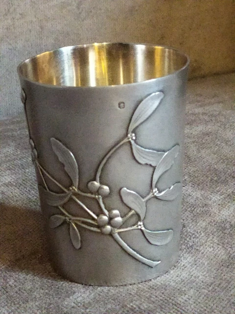 TIMBALE ART NOUVEAU Argent Massif Ancienne , Décor de Gui en ...