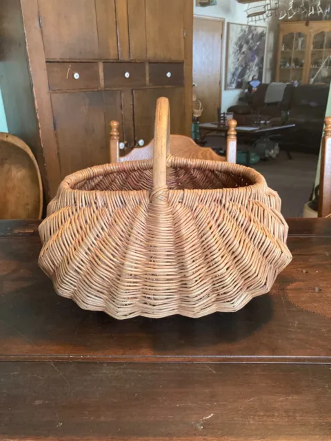 Antique Early 20Th Century American Wicker Melon Basket