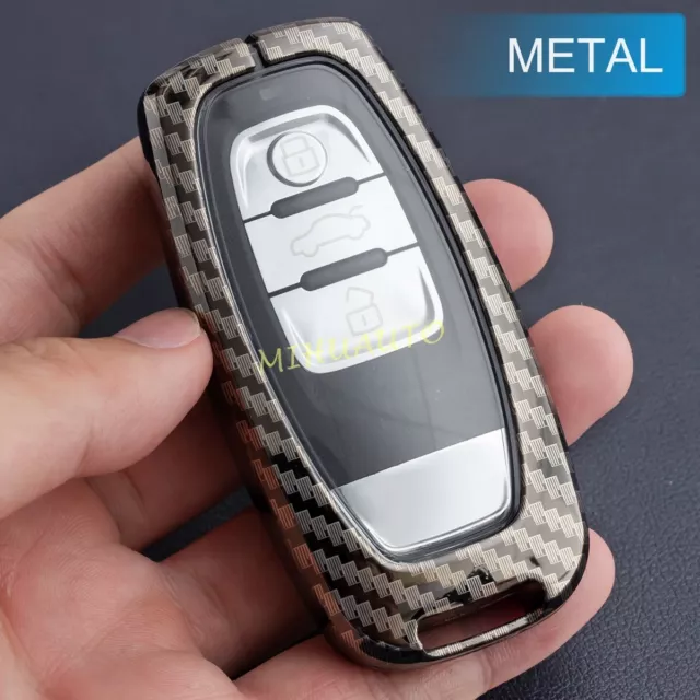 Carbon Fiber Metal Key Fob Chain Cover Case For Audi A4 B8 A5 A6 C7 A7 A8 Q5 SQ5