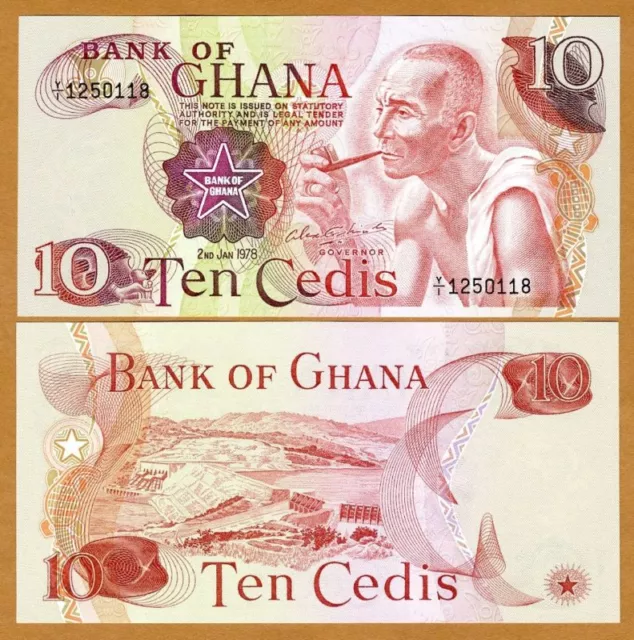 Ghana / Africa, 10 Cedis, 2-1-1978, P-16 (16f), UNC