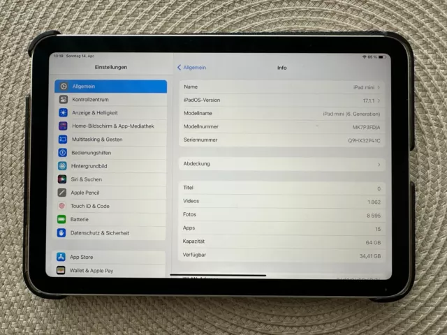 Apple iPad mini 6. Gen 64GB, Wi-Fi, 8,3 Zoll - Polarstern