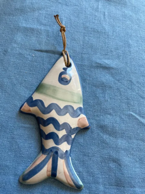 MA Hadley Art Pottery Fish 6” Hanging / GLAZED CLAY Ornament / Vintage /SIGNED