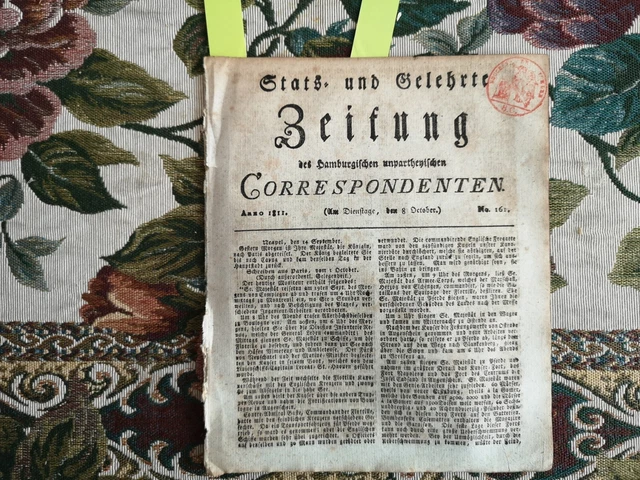 1811 Zeitung Hamburg 161 Weimar Wieland / Posen Feuer / Hamburg unter Napoleon
