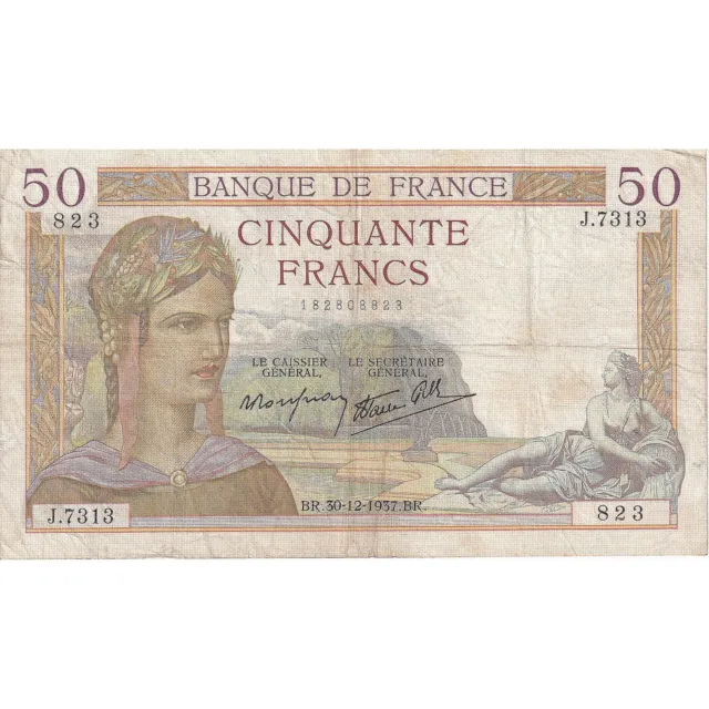 [#195701] France, 50 Francs, Cérès, 1937, J.7313, TB+, Fayette:18.6, KM:81