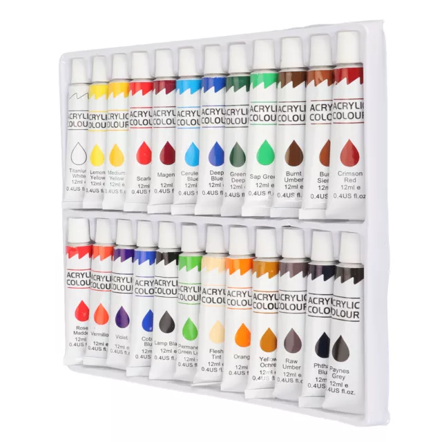24 Color Gouache Tube Set 12ml Acrylic Paint Set With Color Card Accessories Qua