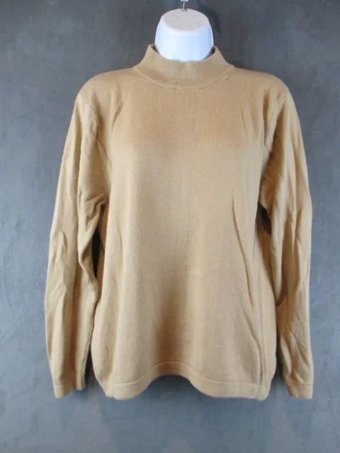 Samantha Taylor Sweater Womens Large Tan Turtleneck Cashmere Silk Blend