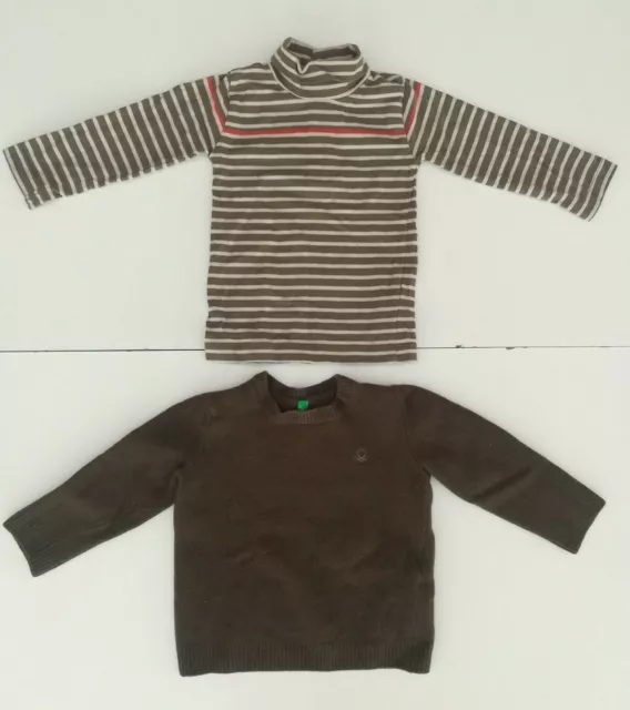 Lot 74cm United COLORS OF BENETTON pull En Laine hiver Vêtements Garçon 1an 12m