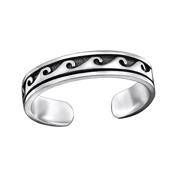 Zehenring Welle Meer Surfen Silber 925 Zehring Fußring Ring verstellbar Geschenk