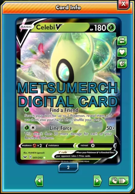 Celebi V 001/202 Pokemon TCG Online PTCGO Digital Card SENT FAST