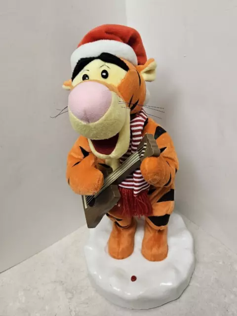 Gemmy Disney Animated Dancing Singing Guitar Tigger Santa Claus Christmas VIDEO