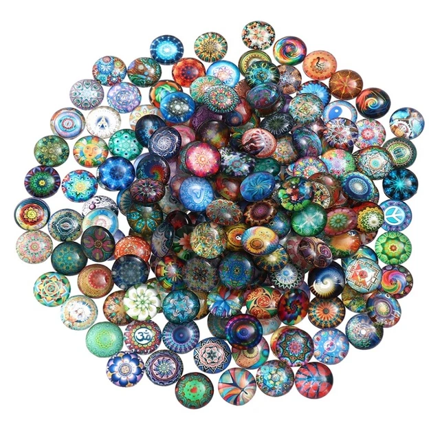 100 PCS Vintage Ornaments Printed Cabochons Dome Patch Jewelry