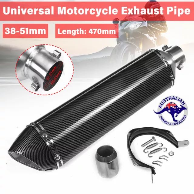 38mm-51mm Exhaust Pipe Muffler Tail Pipe Silencer Universal Slip For Motorcycle