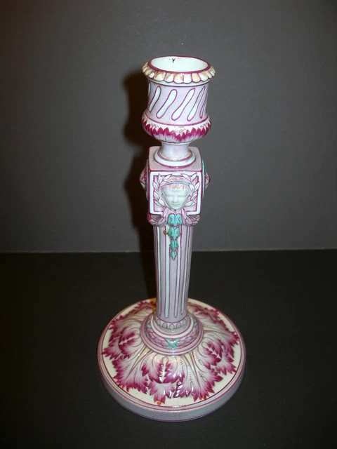 très beau et ancien bougeoir en Fayence polychrome ( Gien ? )