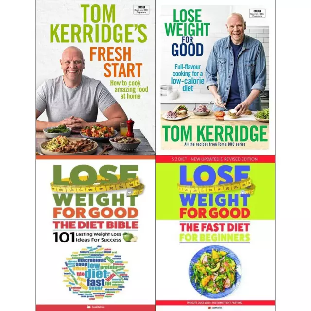 Tom kerridge fresh start, lose weight for good,Diet bible, Fast diet 4 Books Set