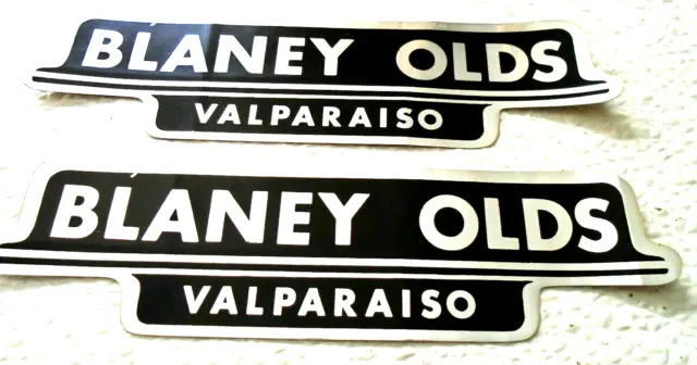 original vintage blaney olds valparaiso IND oldsmobile sticker lot of 2 NOS