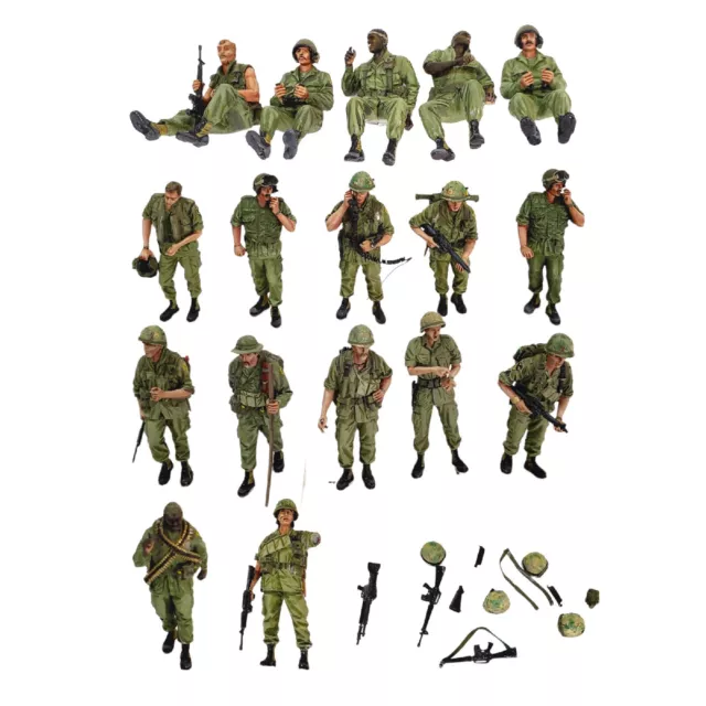 Vietnam Era Soldiers 2" - 1:35 Scale - 17 Painted Model Toy Scale Figures