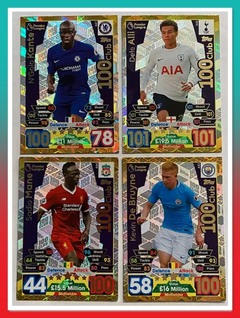 17/18 Topps Match Attax Premier League Trading Cards -100 Club & Limited Edition