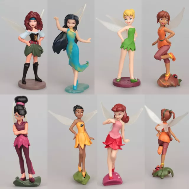 7PC/Set Tinkerbell Fairy Princess Action Miniature Figure Cake Topper Doll Toys